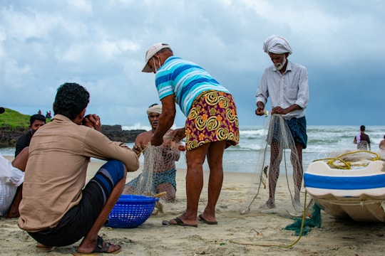 a group of people on a beach
