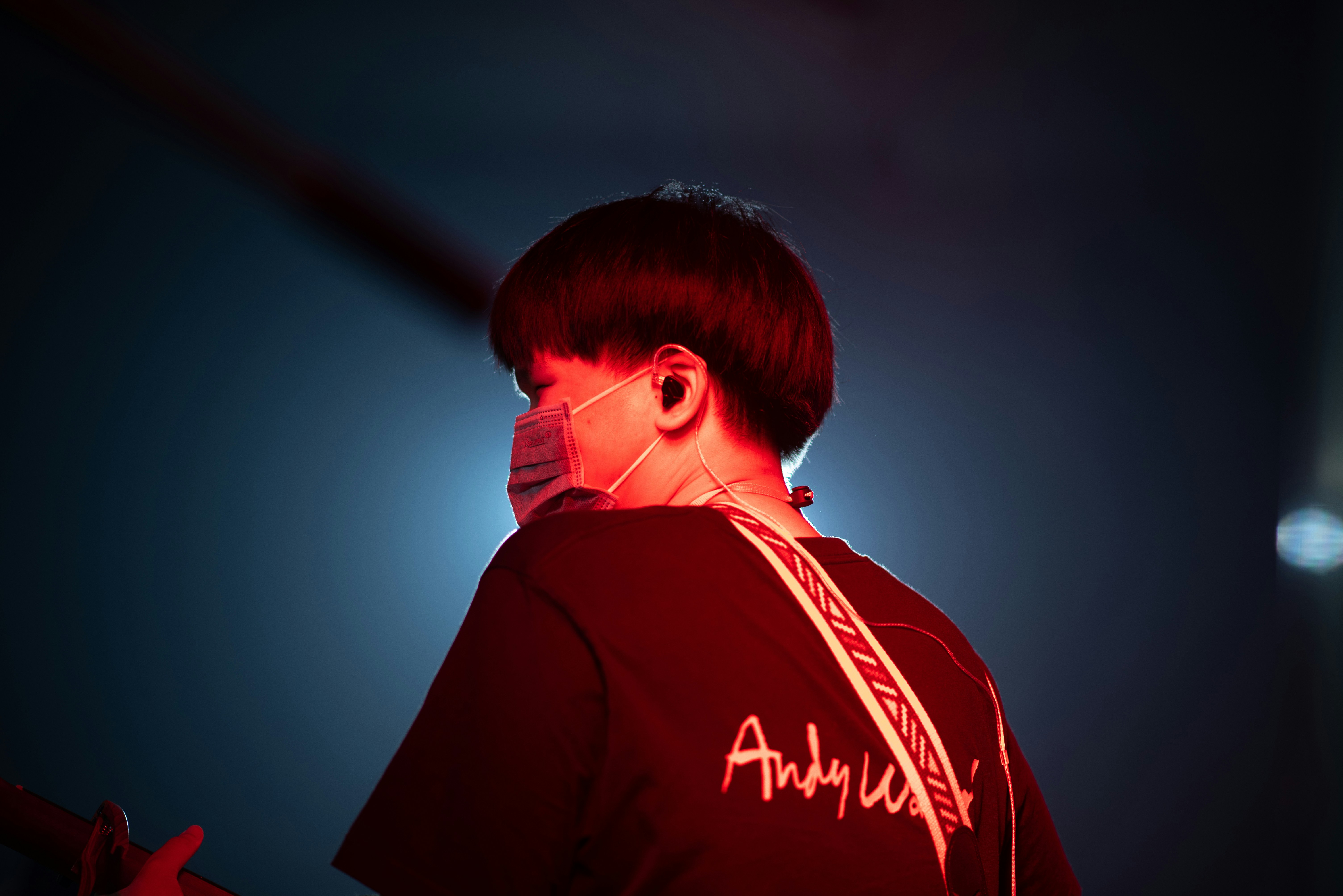 a person wearing a red shirt