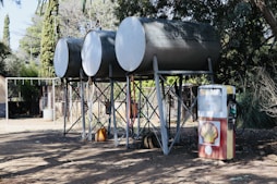 a group of metal tanks