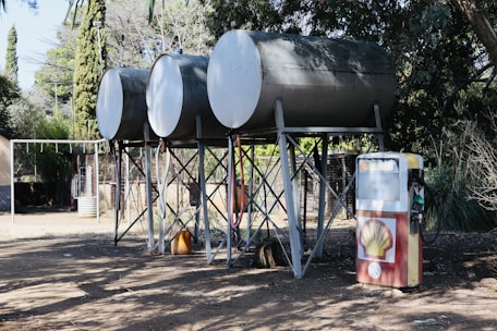 a group of metal tanks
