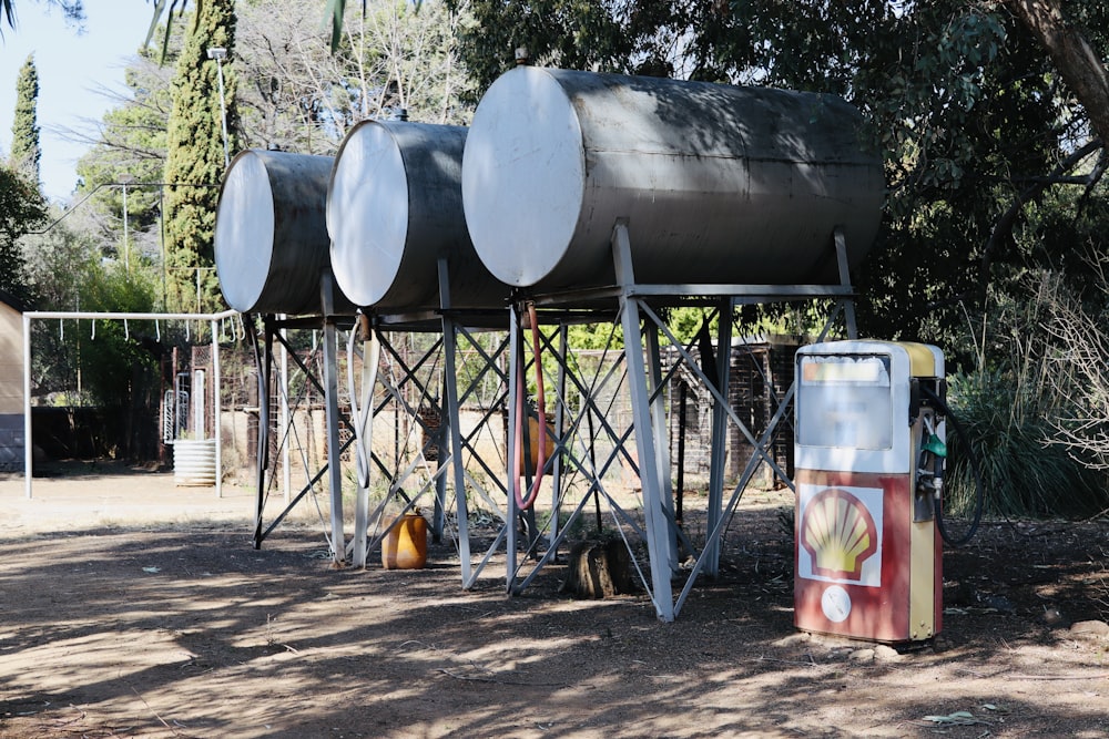 a group of metal tanks