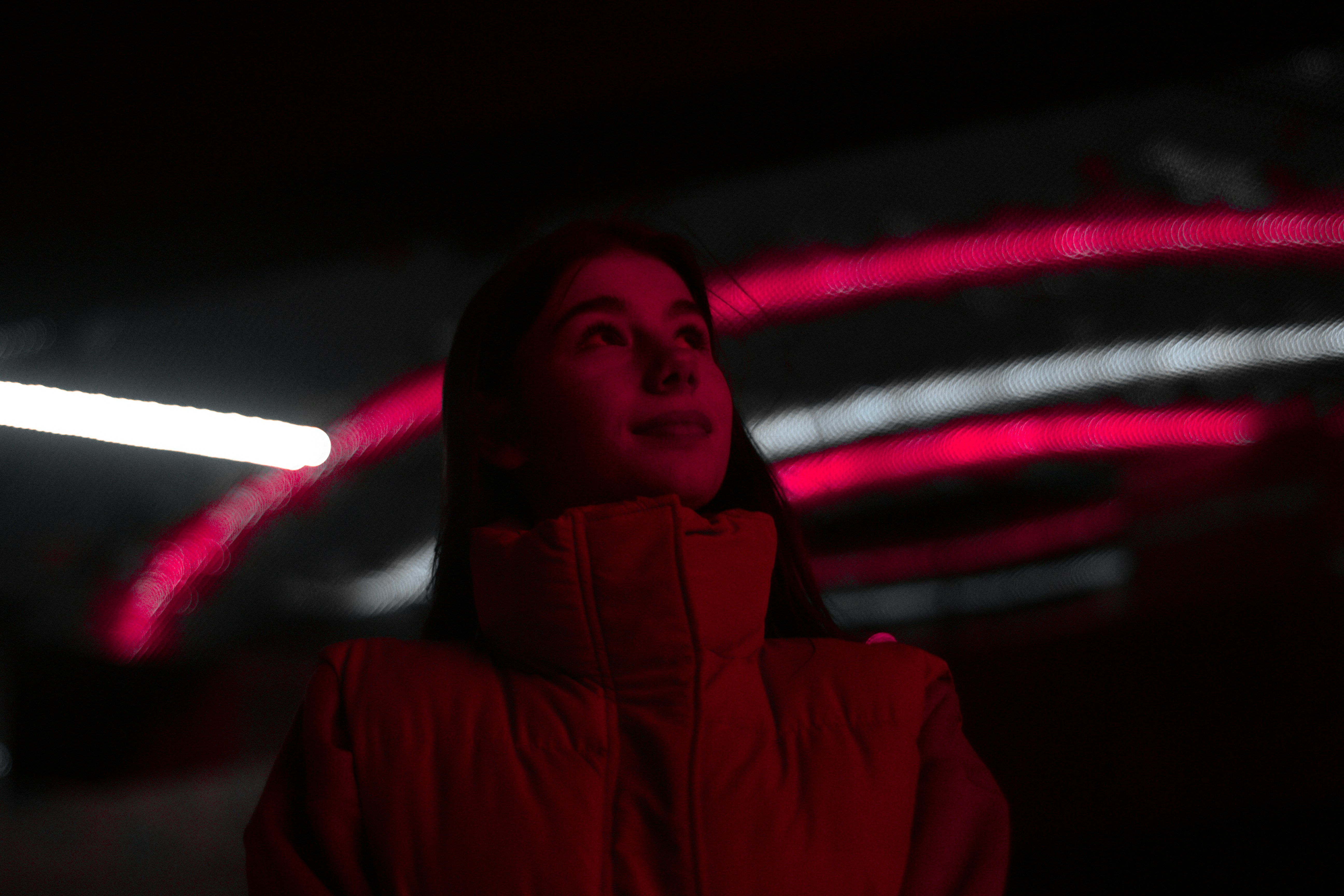 a person in a red coat