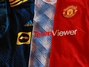 Camiseta a rayas azul y grana