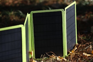 a group of green metal bars