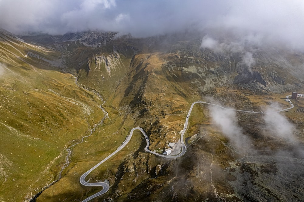 a road going through a valley