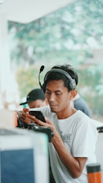a man wearing headphones