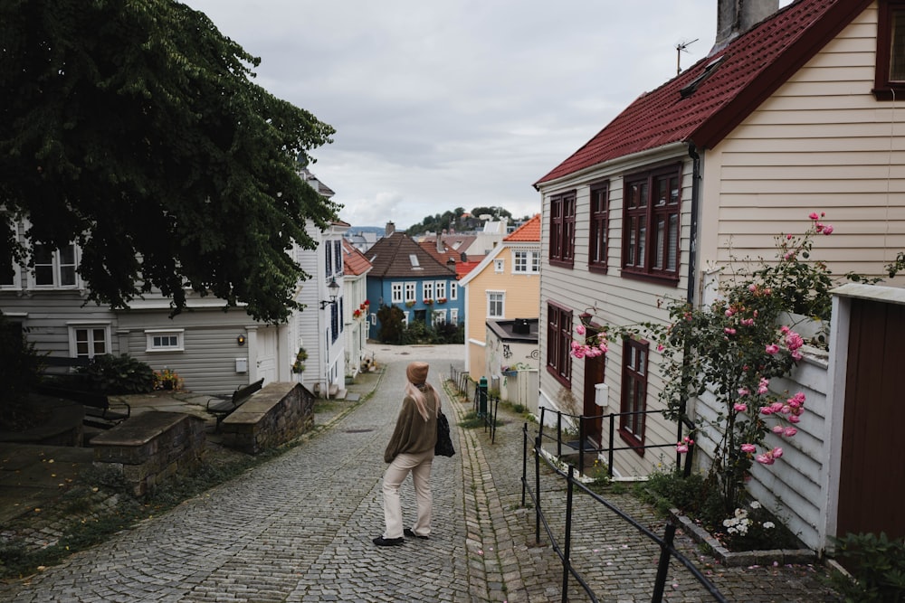 a person walking down a street