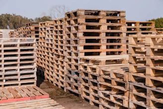 a large stack of wood