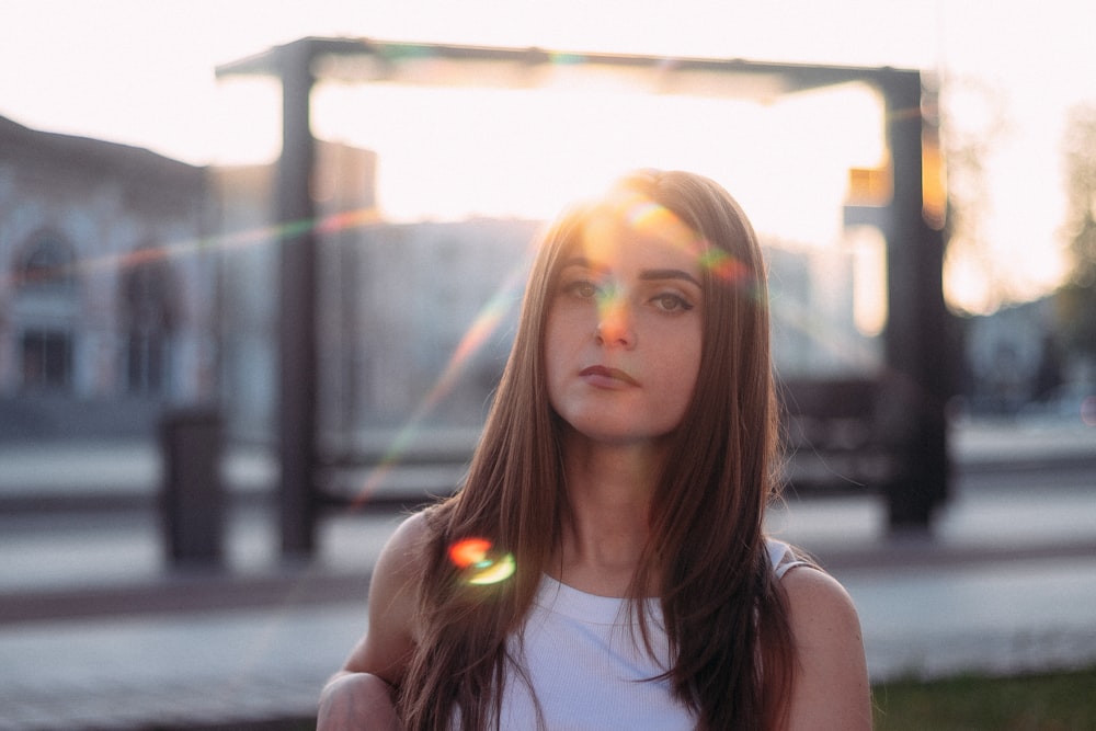 a woman with long hair