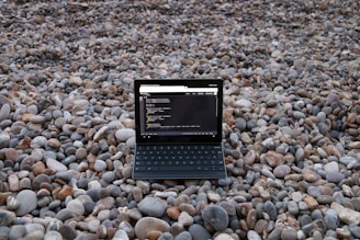 a small black device on a rocky surface
