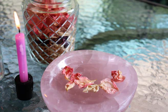 a plate and a candle