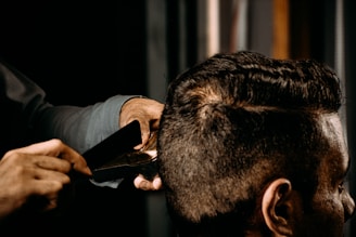 a man getting his haircut