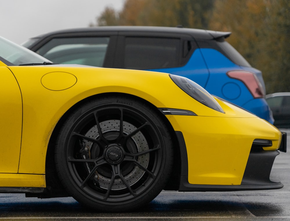 a yellow sports car