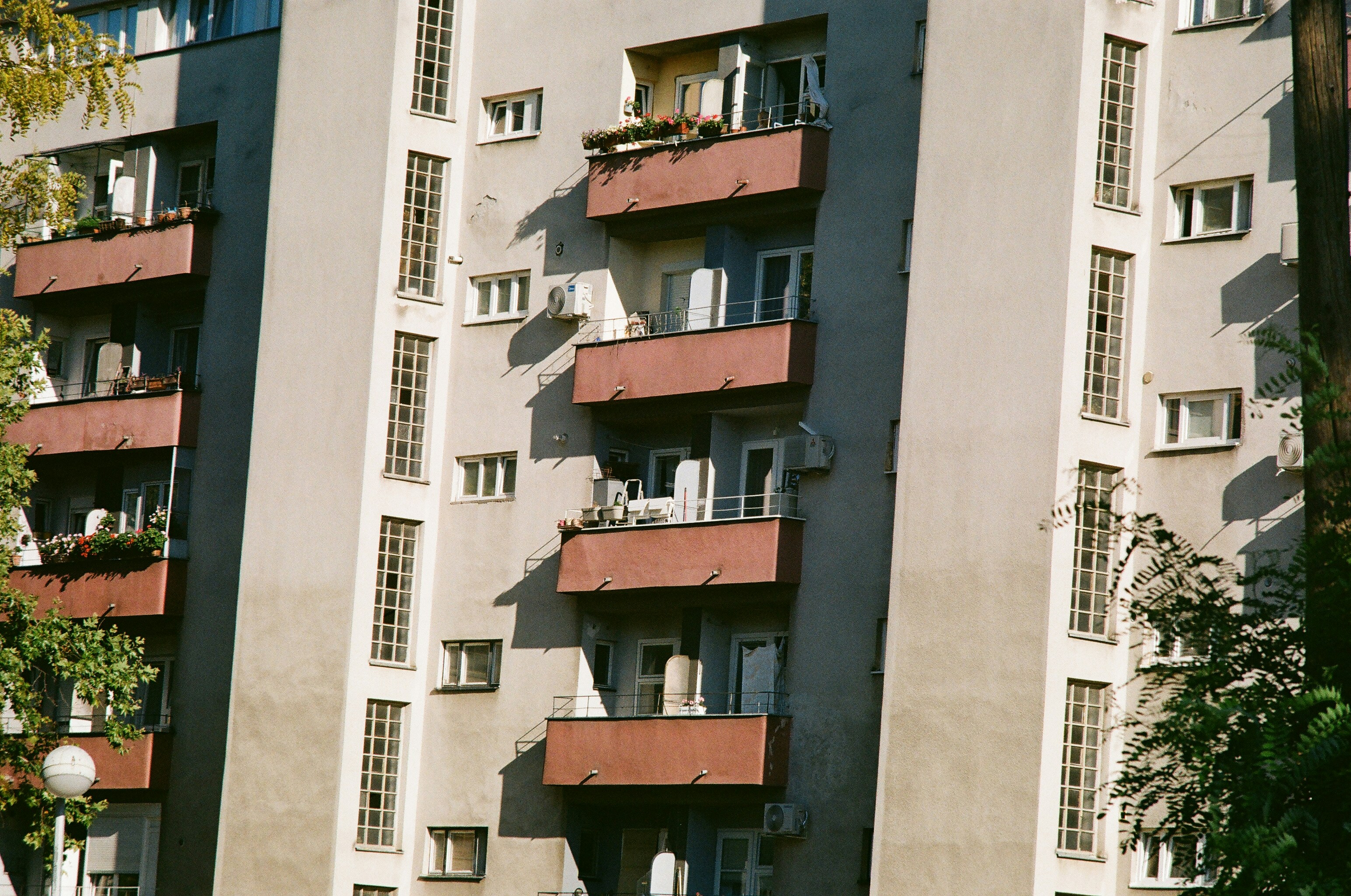 a row of buildings with balconies and balconies