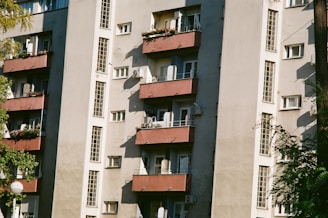 a row of buildings with balconies and balconies