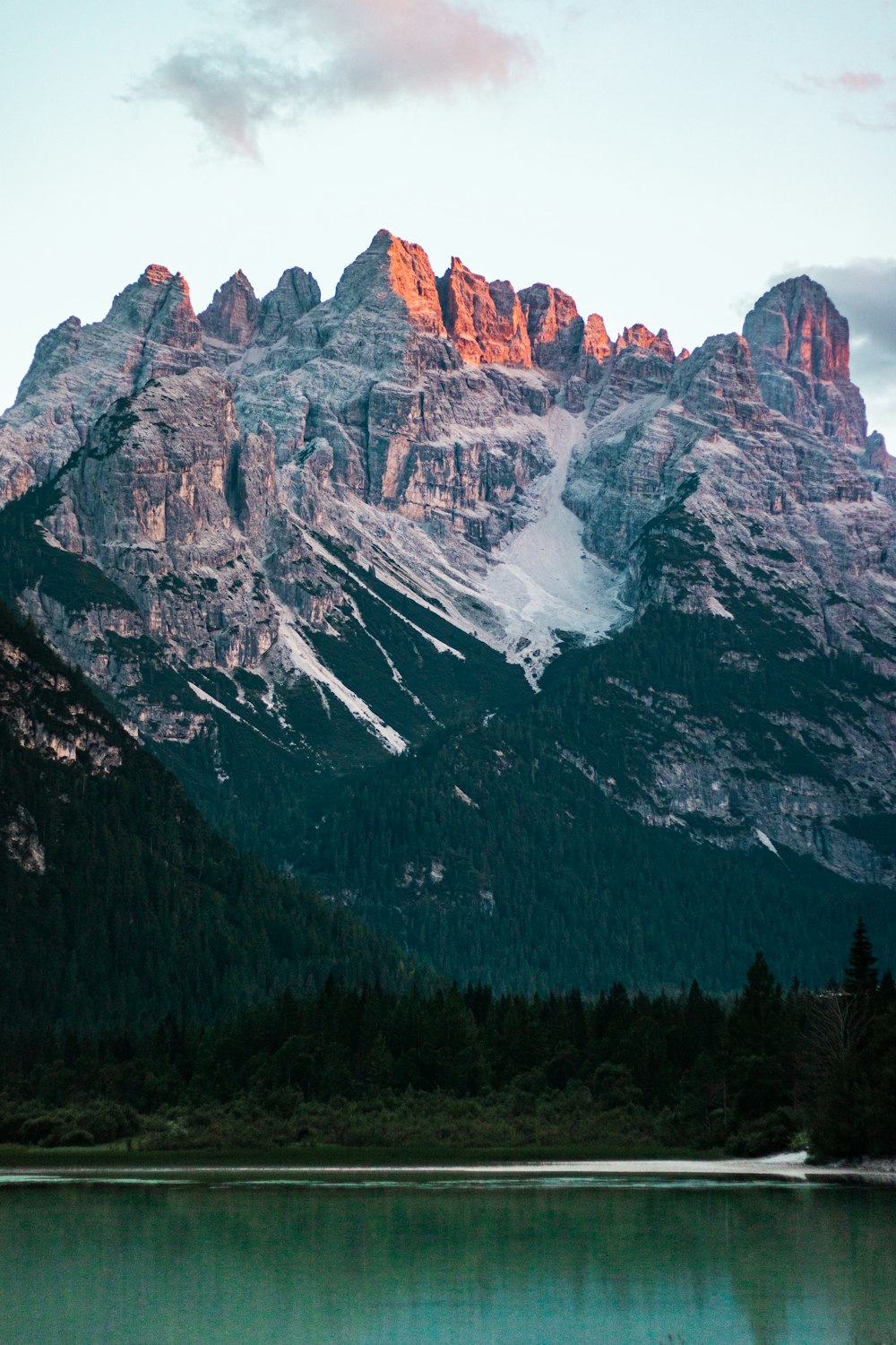 a mountain with snow