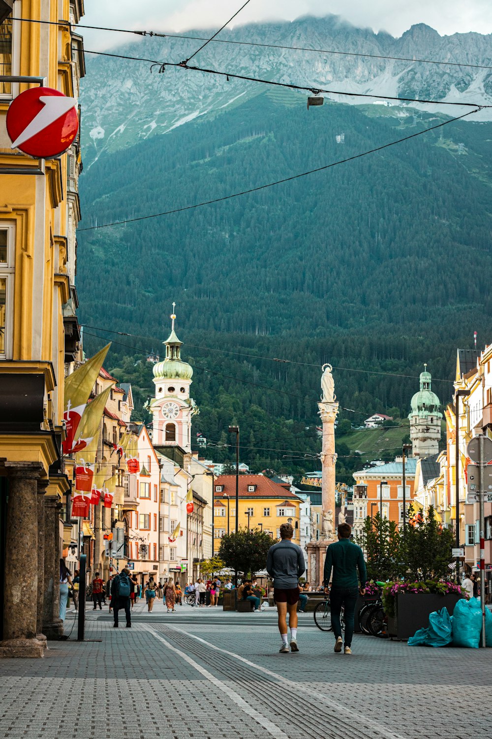 people walking on a street