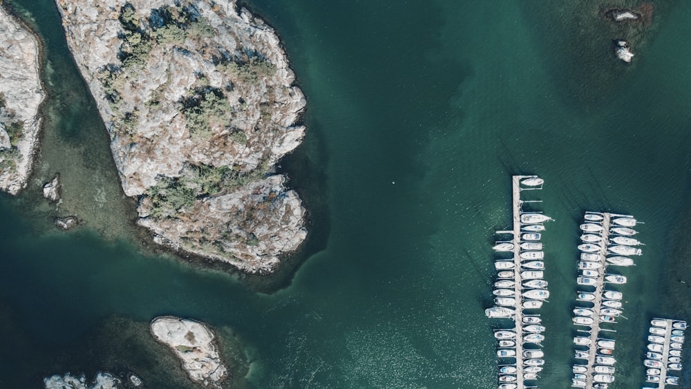 a view of a rocky island