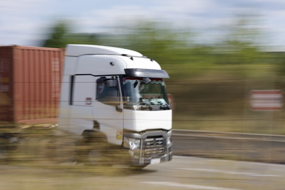 a truck driving on a road
