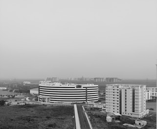 Aerial shot of a modern residential building complex captured by drone in Curitiba.