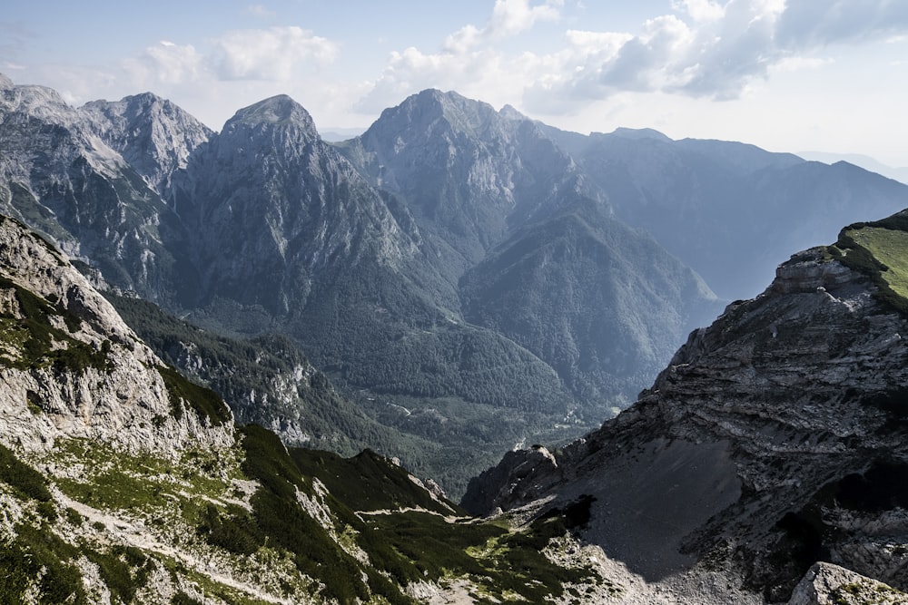 a mountain range with snow