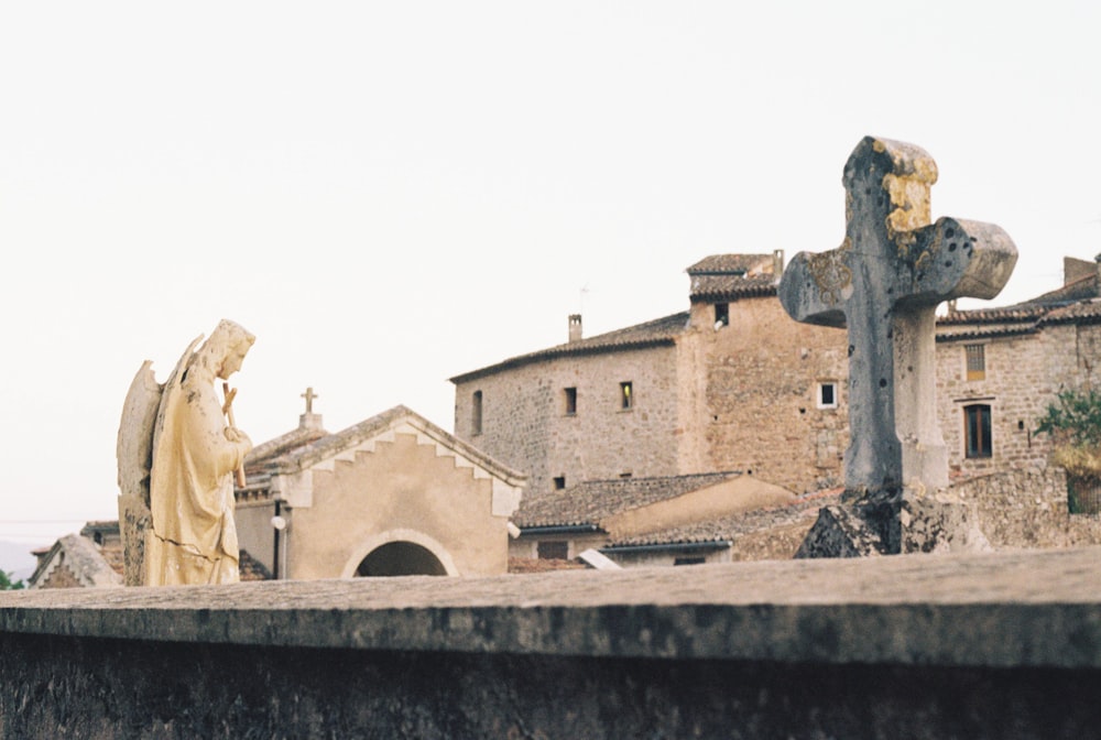 a statue on a wall