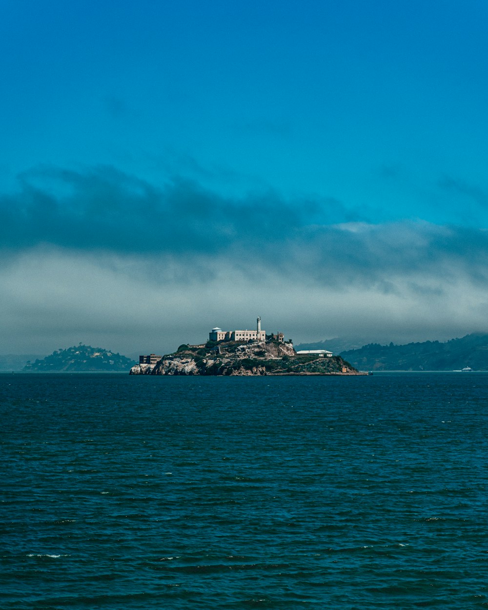 a small island with a building on it