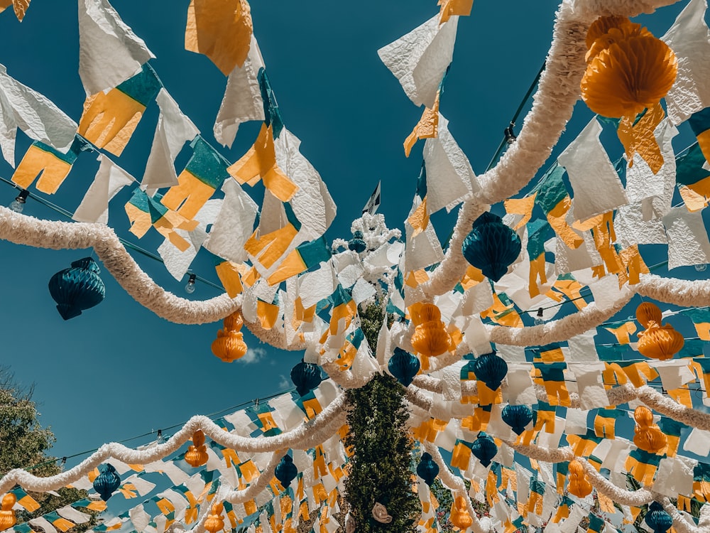 a group of colorful paper birds