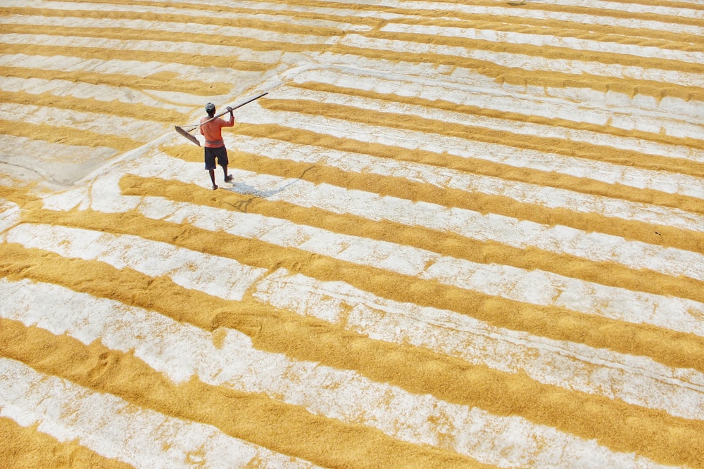 a person walking in a desert