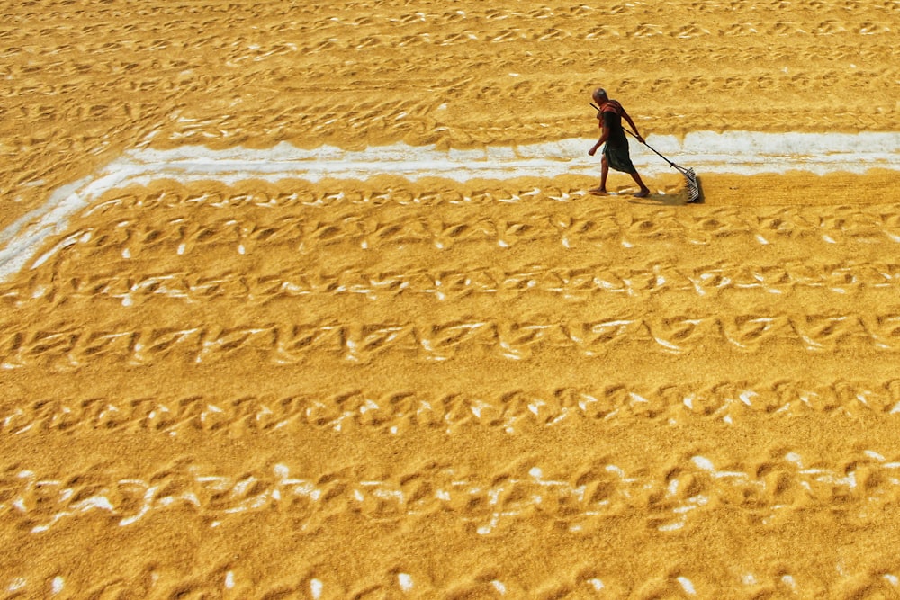 a person walking on the beach