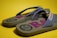 A happy customer wearing personalized flip-flops.