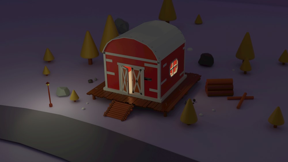 a red toy house