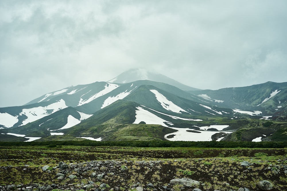 a mountain with snow