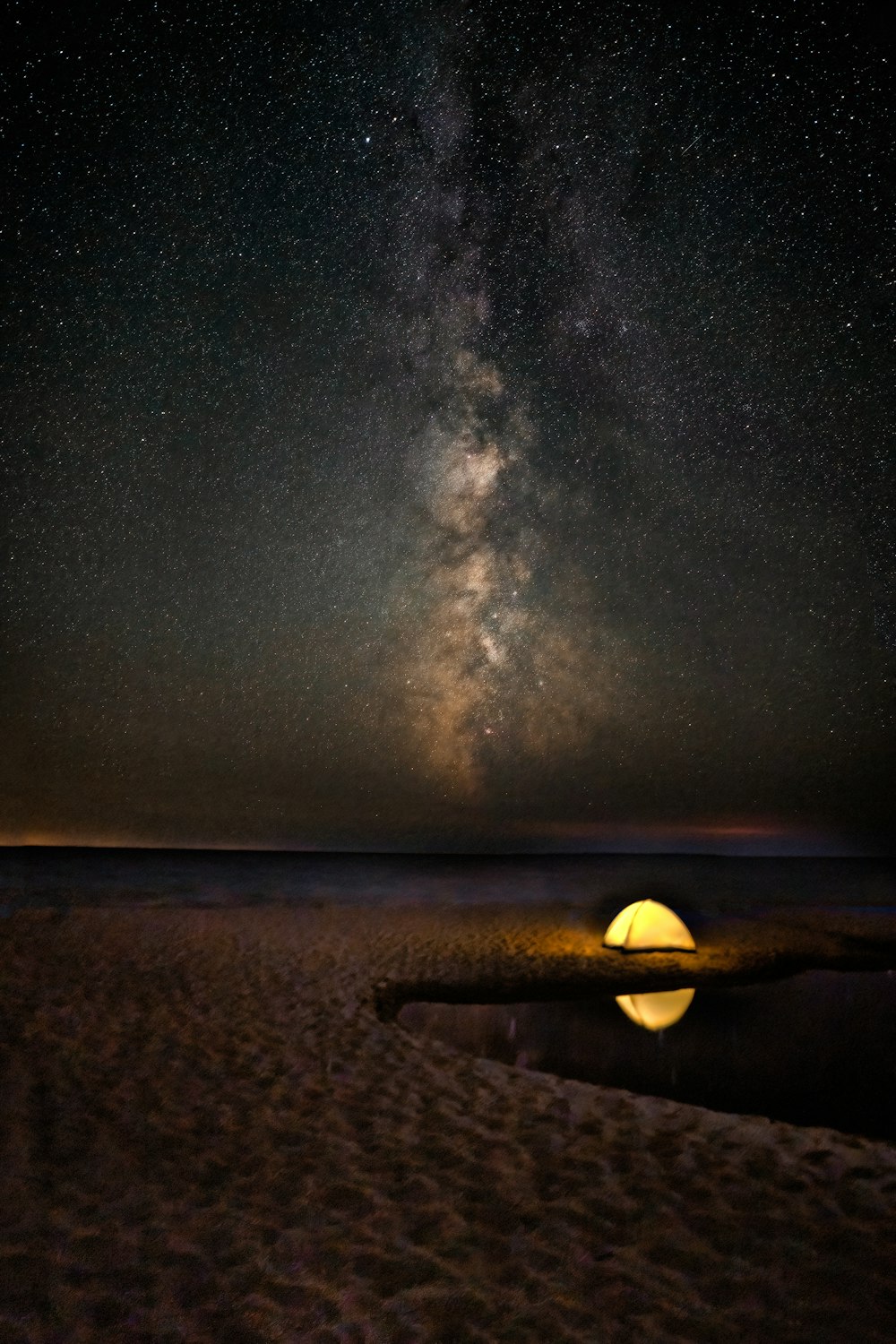 a beach at night