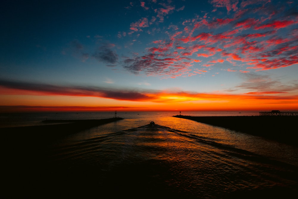 a beach at sunset