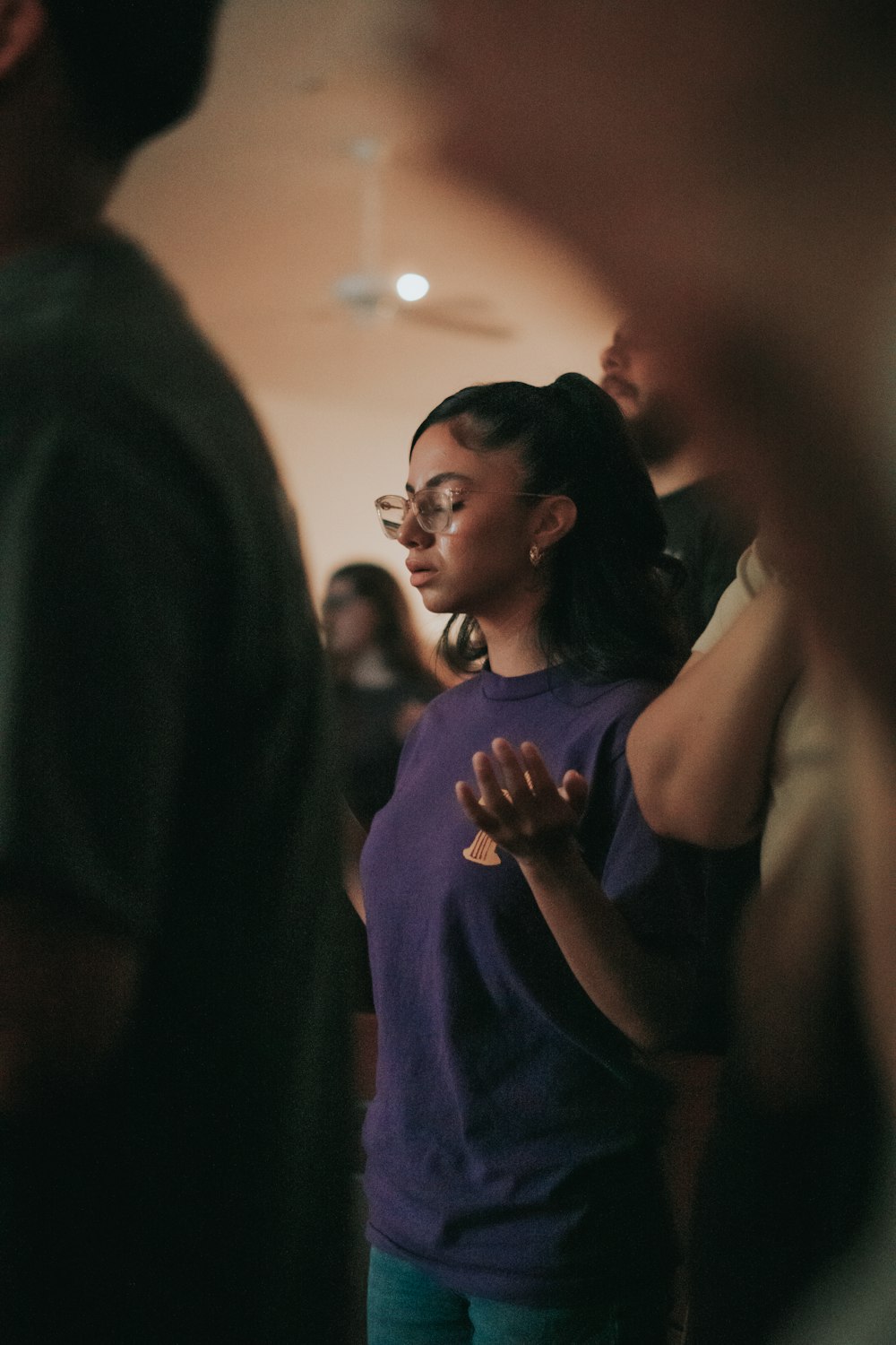 a person in a purple shirt