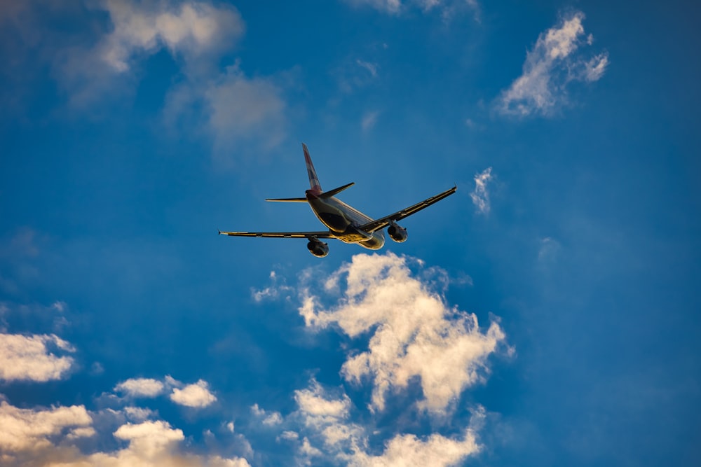 an airplane flying in the sky