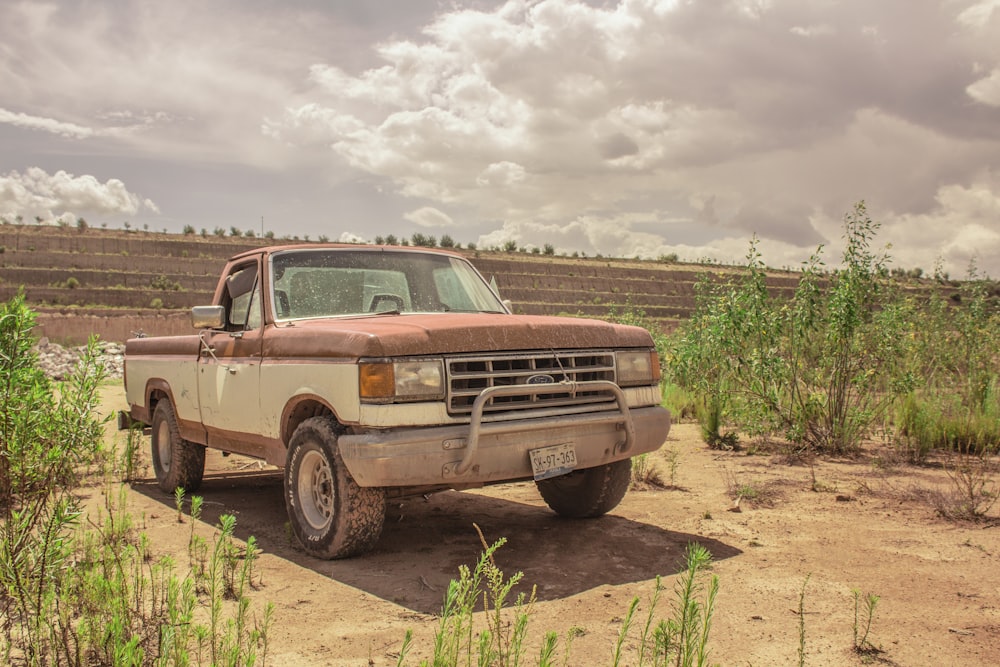 a truck parked in a field