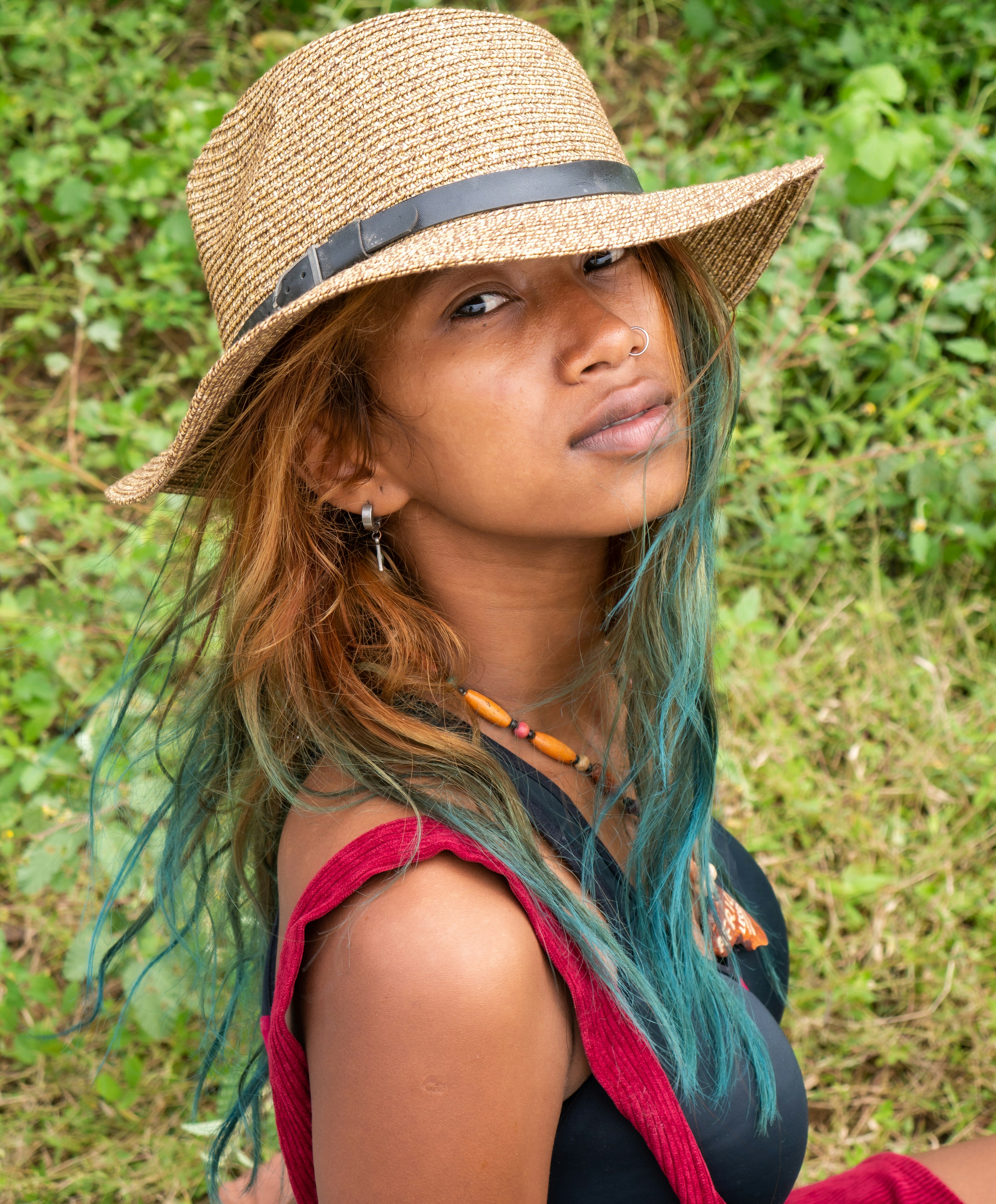 a woman wearing a hat