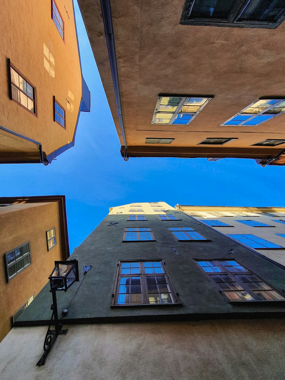 a group of buildings with windows