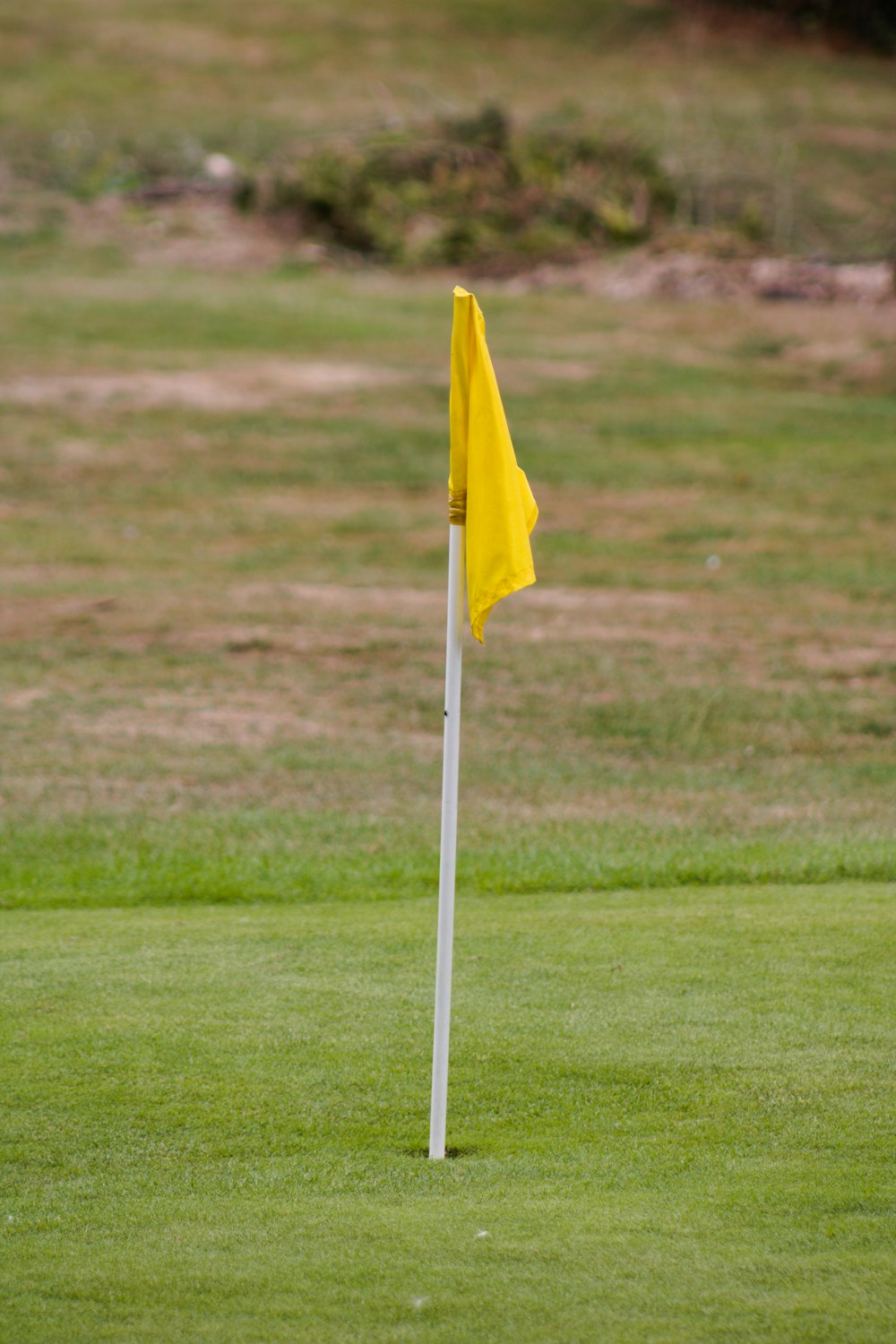 a yellow and white flag on a flagpole