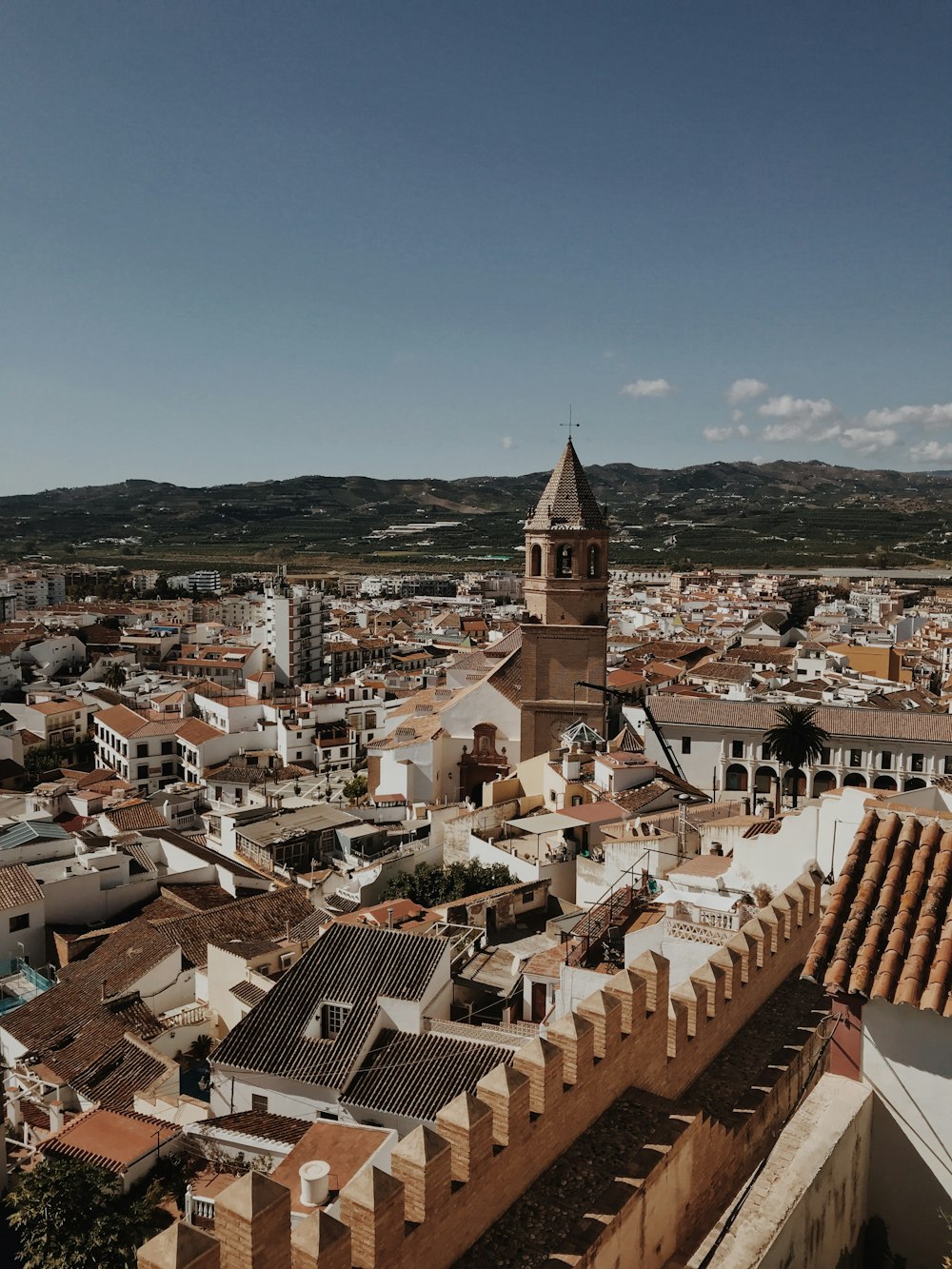 a large city with a church