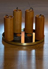 a group of wooden barrels