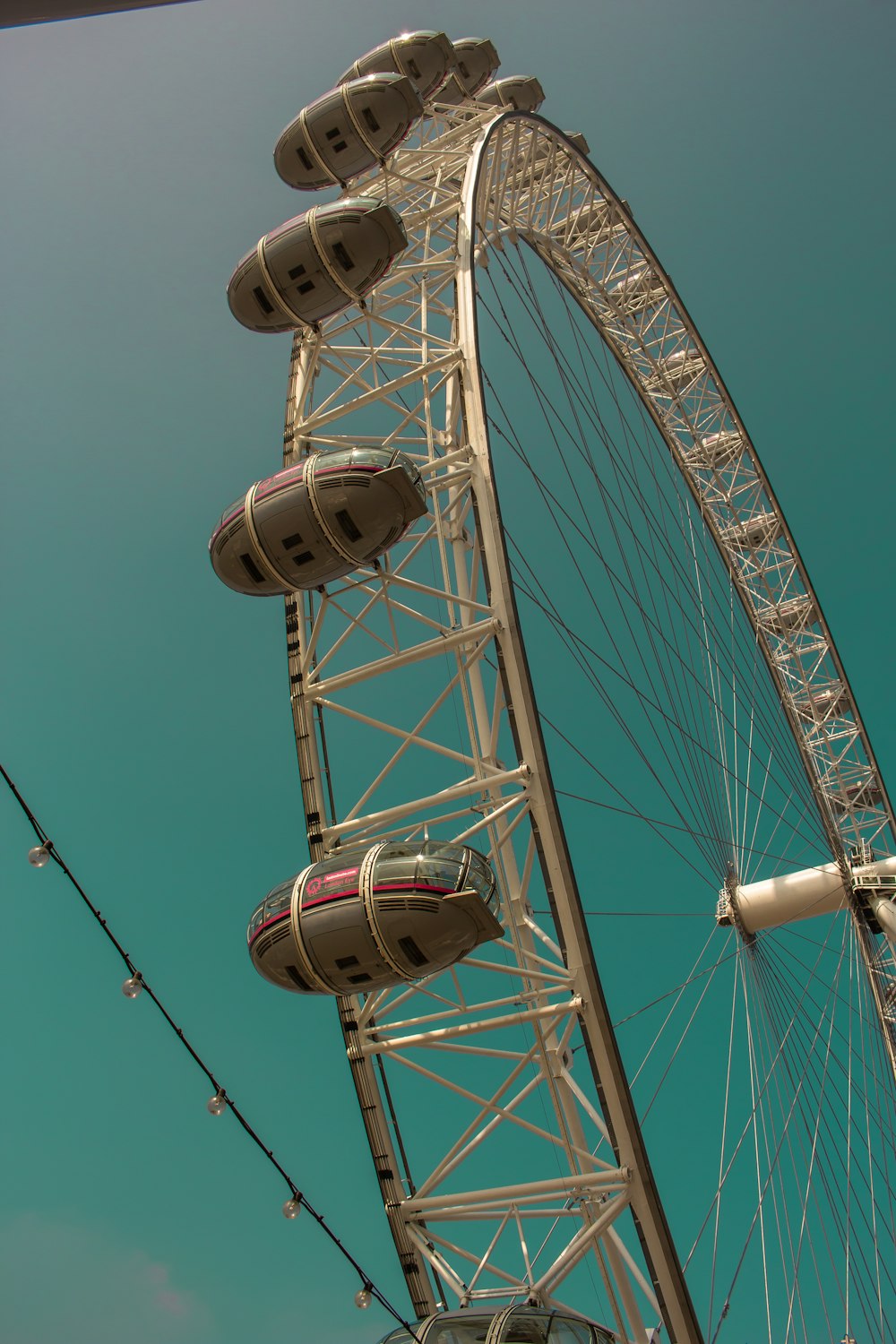 a ferris wheel with a blue sky