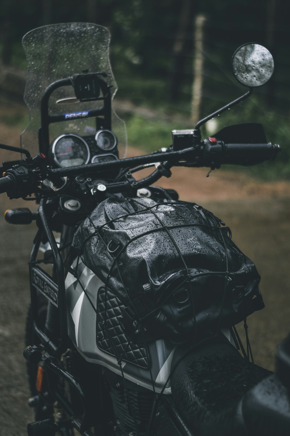 a motorcycle with a helmet