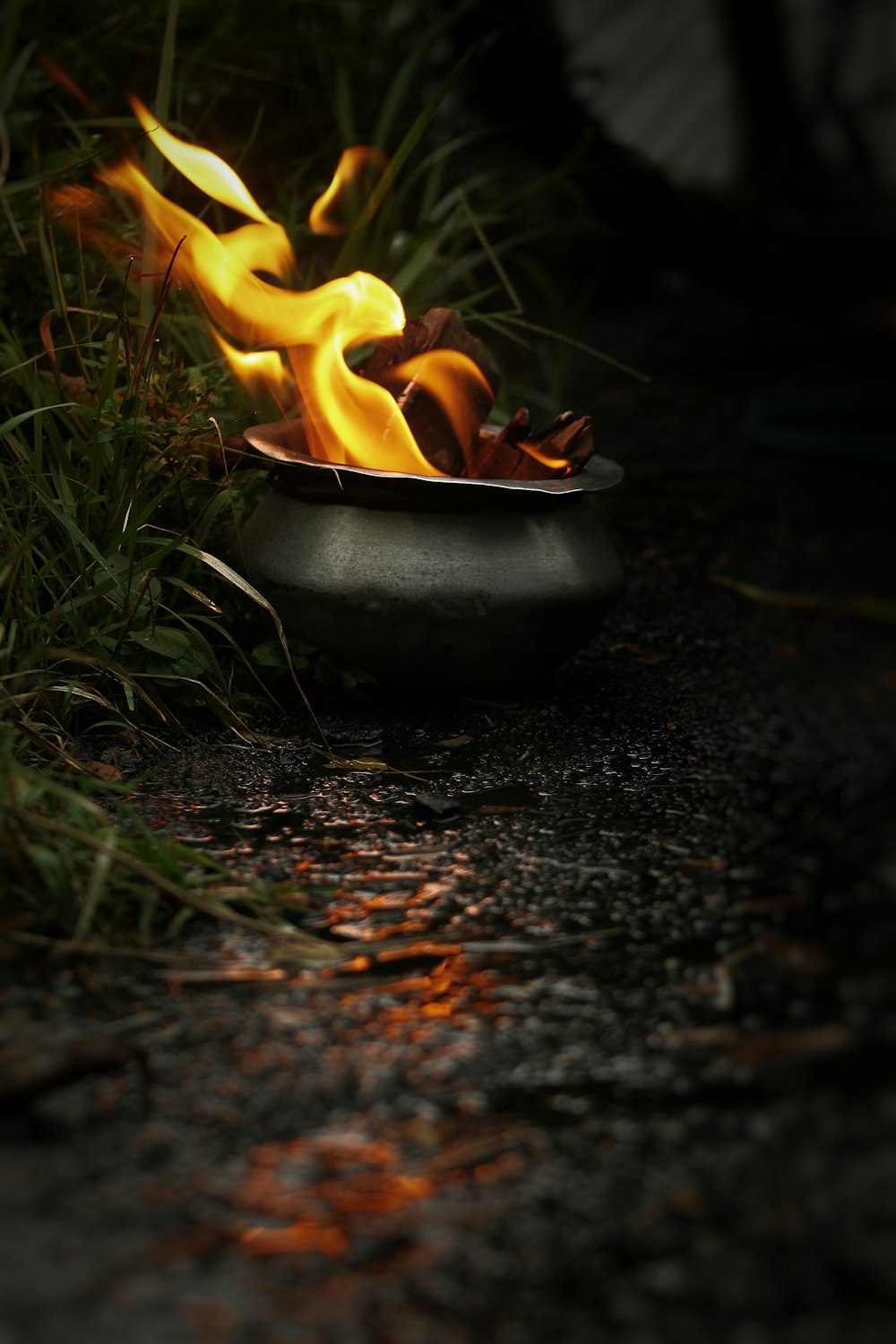 a pot of fire