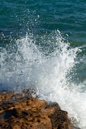 waves crashing on rocks
