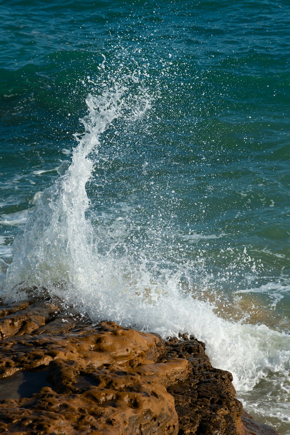 a body of water with rocks and a beach