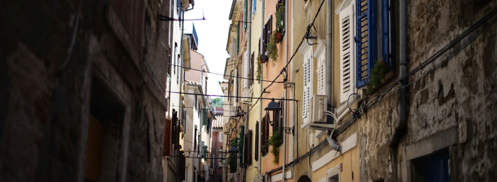 a row of buildings with windows