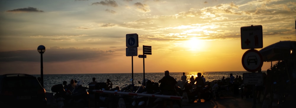 a group of people at a beach